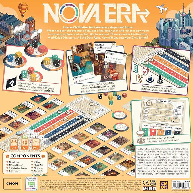 Nova Era Board Game - Civilization Building & Economic Strategy Game, Accessible Game for Kids & Adults, Ages 12+, 2-4 Players, 60 Minute Playtime, Made by CMON