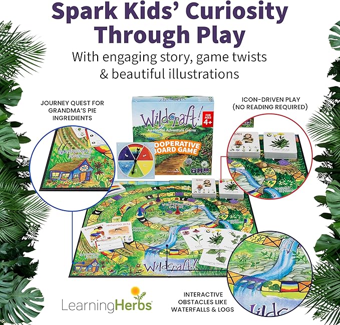 Wildcraft! an Herbal Adventure Game/Family Game: Cooperative Board Games for 4+ Year Olds Learn 25 Herbs – Coop Board Games/Educational Games w/Learning Tools, incl. Plant Guide & Coloring Book