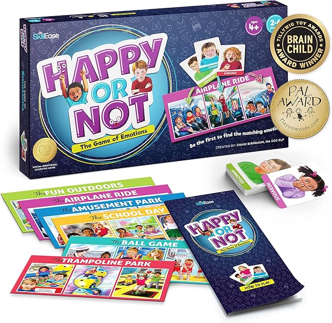 Happy or Not Board Game - Bingo Emotions and Feelings for Social Skills, Emotional Learning Activities, Therapy and Counseling for Kids, Speech Therapy Autism