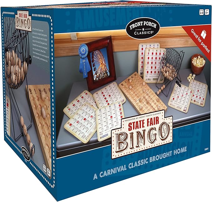 Front Porch Classics State Fair Bingo Deluxe Edition - Craftsmanship for an Authentic Retro-Style Experience - Intergenerational Fun for Friends and Family, 10x11x14 in