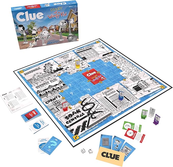CLUE: Diary of a Wimpy Kid | Solve The Mystery in This Officially-Licensed Collectible Clue Game Featuring Characters & Locations from The Popular Book Series Diary of a Wimpy Kid