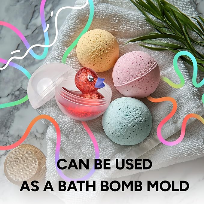 Entervending Empty Clear-Colored Round Capsules 2 inch 25 pcs Bulk 7 Colors Capsule for Toy Gumball Machines Plastic Containers Surprise for Kids Party