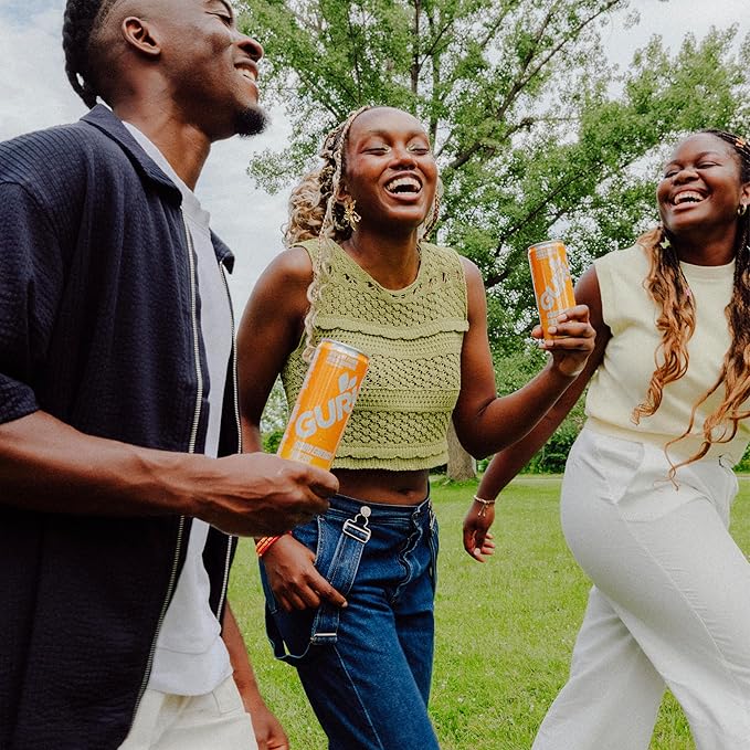 GURU Tropical Punch Organic Energy Drinks, Clean Energy Drink with Plant Based Natural Caffeine from Green Tea + L Theanine, Gluten Free and Vegan, 140MG Caffeine, Healthy Drinks, 12oz (Pack of 24)