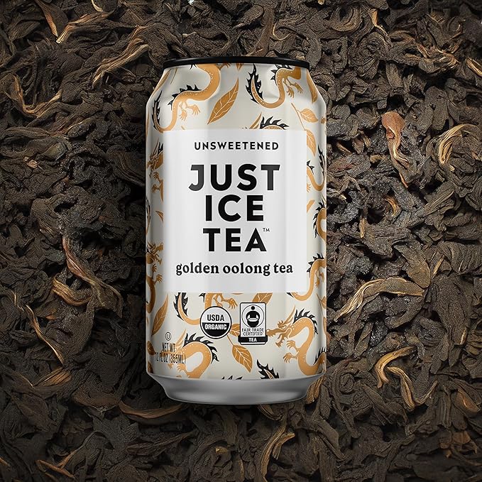 Just Ice Tea, Golden Oolong Iced Tea, 12-Pack (12oz Cans), Green Tea, USDA Certified Organic, Real Brewed, No Calories, Unsweetened, Fair Trade, Made in USA.