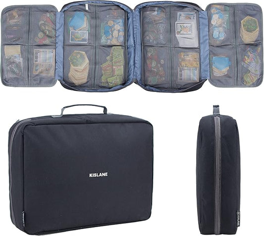KISLANE Board Game Carrying Case with 18 Pockets for Board Games, Pieces, Tokens, Cards and More, Expandable Board Game Storage Solution for Travel, Party, Gathering