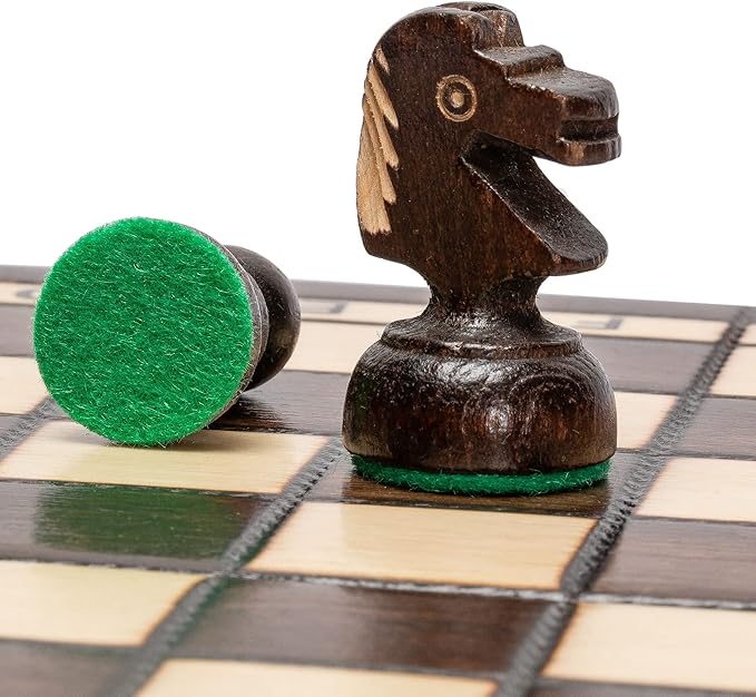 Husaria European International Chess Wooden Game Set, King's Continental - 11.3-Inch Small Size Chess Set with Folding Board and Felt Bottom Chessmen