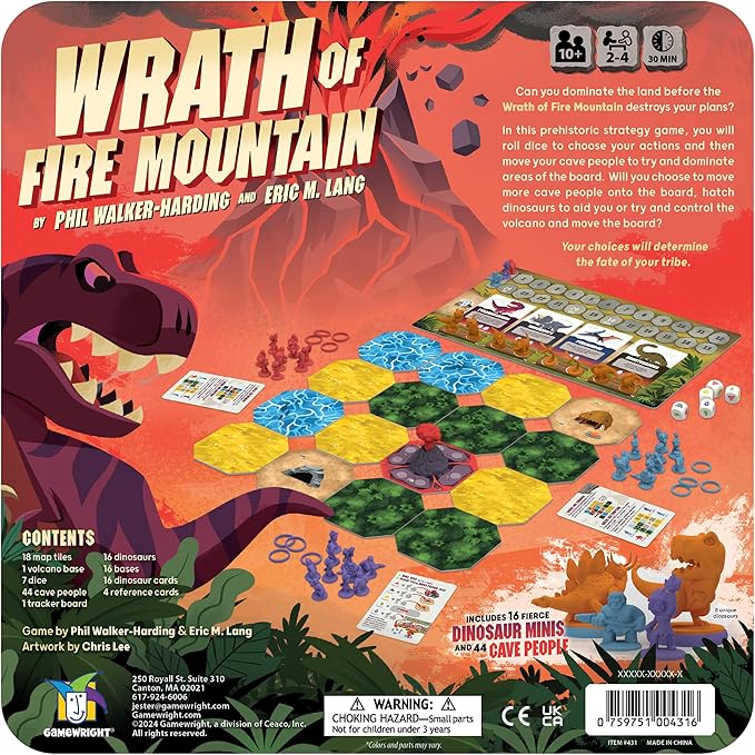 Gamewright - Wrath of Fire Mountain - Board Game - Will You Dominate The Land, Before The Mountain Destroys Your Plans? Age 10+, 2-4 Players