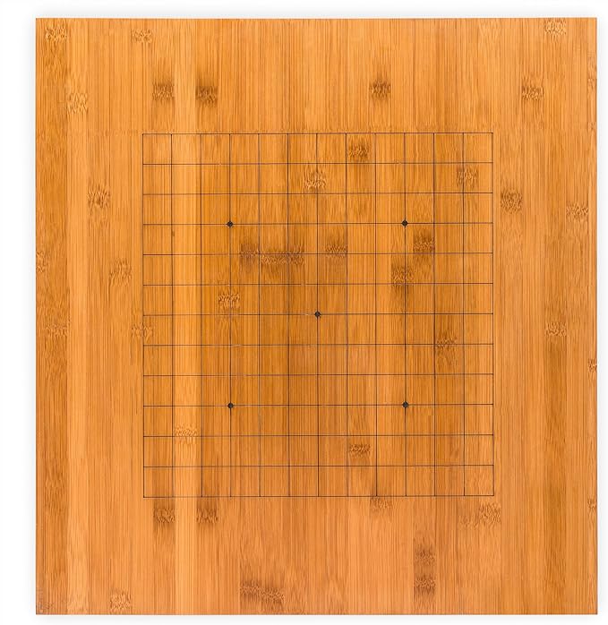 Yellow Mountain Imports Bamboo Etched Reversible 19x19 / 13x13 Go Game Set Board (0.8-Inch) with Double Convex Melamine Stones and Bamboo Bowls - Classic Strategy Board Game (Baduk/Weiqi)