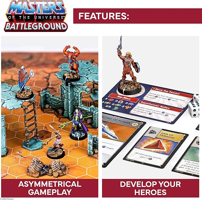 Masters of The Universe Battleground Starter Set - 2-Player Tabletop RPG Board Game - Includes 10 Miniatures of Real Motu Characters Like He-Man and Skeletor - Ages 14 Years + - from Archon Studio