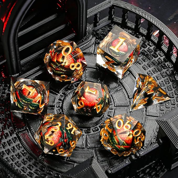 Polyhedral D&D Dice Set, DND Eyeball Dice for Dungeons and Dragons Role Playing Table Games