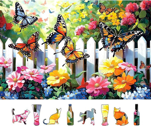 500-Piece Jigsaw Puzzle for Adults Butterfly Garden Spring Colorful Flowers 500pc Adult Puzzles Nature-Themed Flower Puzzle, Challenging Yet Relaxing Activity, Gift for Puzzle Lovers(23"x15")