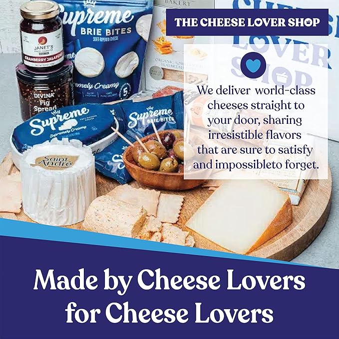 The Cheese Lover Shop Ultimate Box, Platter with 6 Gourmet Cheeses and 6 Accompaniments, Cheese Sampler Gift Set