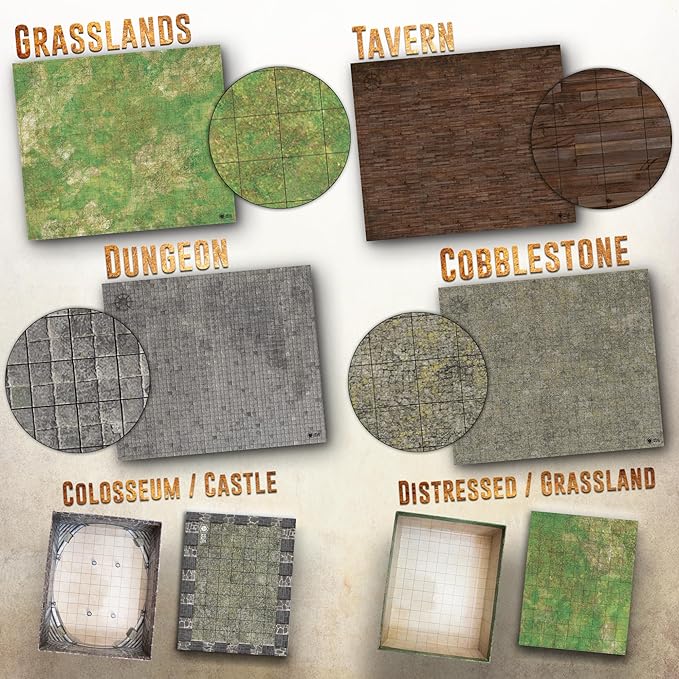 Melee Mats DND Map Starter Kit for Dungeons & Dragons Game - 22” x 26" Double Sided, Wet/Dry Erase Battle Terrain Grid - Ultimate Tabletop Board Gaming Experience with Accessories