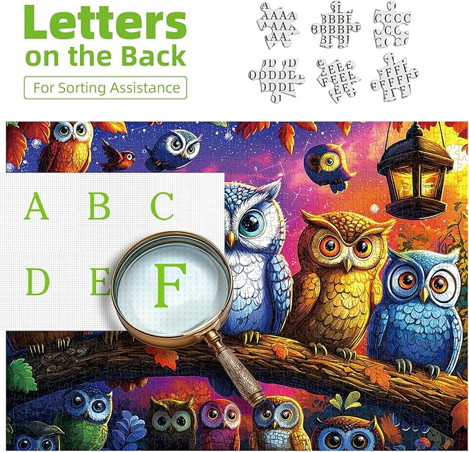 Halloween Colorful Owl Family 500 Piece Jigsaw Puzzle for Adults - Fantasy Night Scene Halloween Puzzle with Vibrant Art, Premium Quality Pieces, Family & Adult Puzzle Challenge (23"x15")