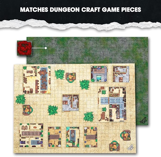 DUNGEON CRAFT Jungle City Pack – Waterproof Glossy 33x24 in Map for DND & RPG – Compatible with Fallen Kingdom and Jungles of Dread