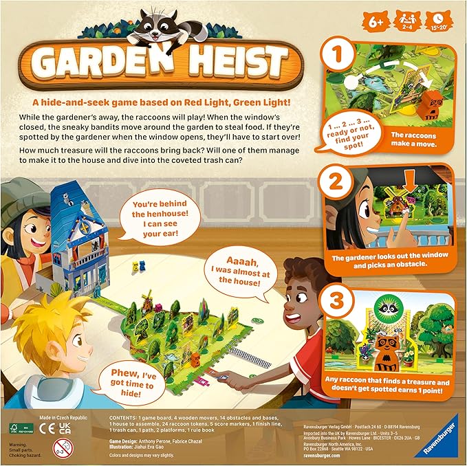 Ravensburger Garden Heist Board Game for Kids Ages 6 and Up – Family Fun Hide and Seek with Raccoons