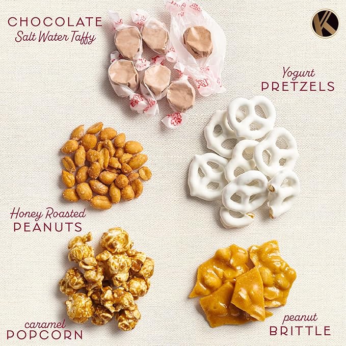 KREMERY Creamy Chocolate Cravings - Chocolate Covered Pretzels & Caramel Popcorn Gift Basket, in Seagrass Tray + Ribbon (Classic, 1.5 lbs) Food Arrangement, Kosher Dairy, USA Made