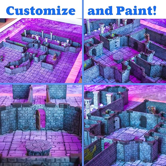 Rogue Dungeon Set - Mini Dungeon Castle Cavern DND Terrain for Tabletop RPGs, Dungeons & Dragons, Pathfinder, War Gaming, and More! by DCD (100+pcs, 3.5sqft, 16rooms)