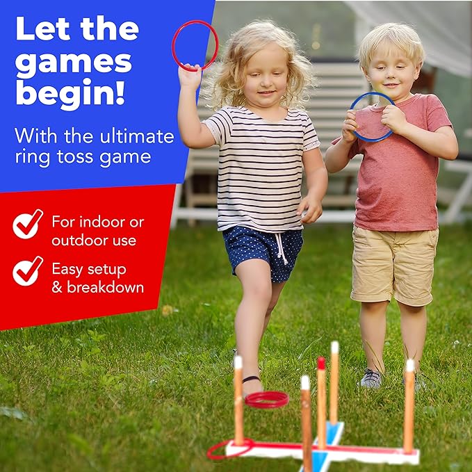 Elite Sportz Ring Toss Games for Kids - Outdoor Yard Game for Adults & Family - Backyard Toys, Outdoor Game, Backyard Games, Lawn Games for Kids Ages 4-8