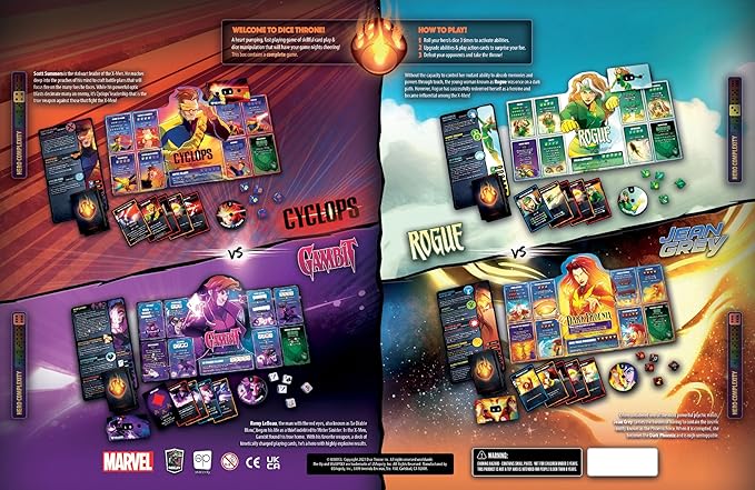 Marvel X-Men Dice Throne Box 2, 4 Hero Box Featuring Cyclops, Jean Grey, Gambit & Rogue, Competitive Board Game, Stand-Alone & Cross Compatible, Officially Licensed