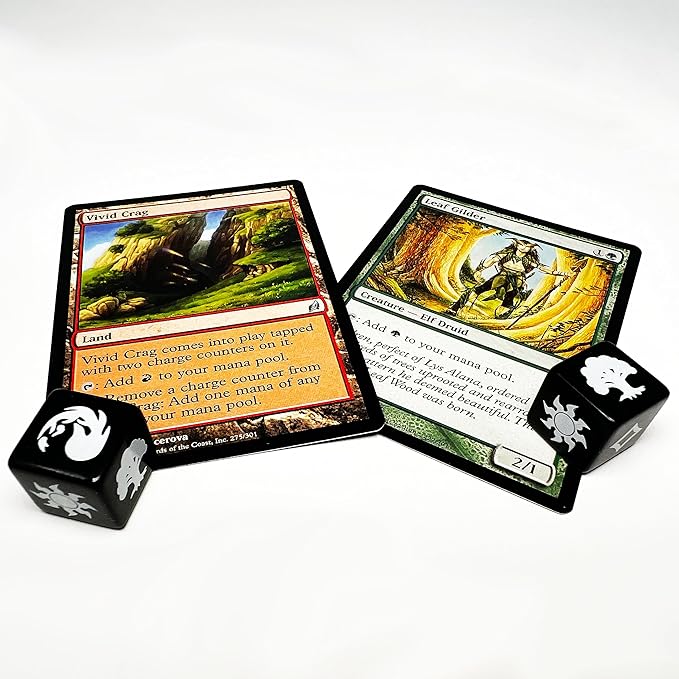 Citadel Black MTG Mana Dice Set of 16 Premium Dice – with Velvet Drawstring Pouch, Magic: The Gathering