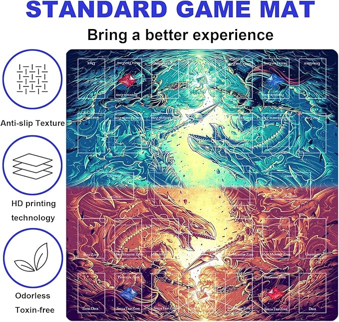 Card Rubber Mat - 2 Player, Square playmat for Gamer 60x60cm/23.6x23.6inch
