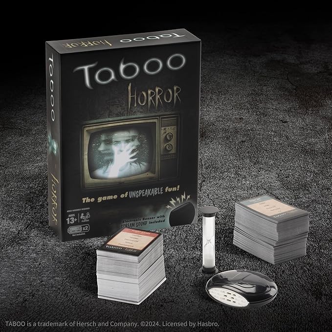 Taboo: Horror Edition Party Board Game, Horror Genre Themed Trivia Word Game with Screaming Buzzer, Game for 2 Players or More, Fans of Horror Themed Films & Culture, Ages 13 and Up