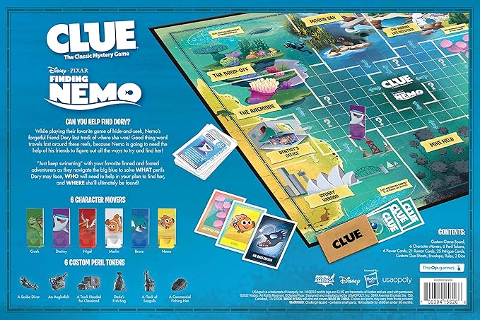 CLUE: Finding Nemo | Collectible Clue Game Based on Disney and Pixar’s Animated Films | Great for Family Game Night | Officially-Licensed Game with Familiar Locations and Iconic Characters