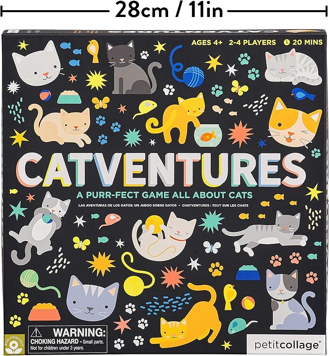 Petit Collage Catventures Board Game for Kids – Fun Cat Board Game for 2-4 Players, Made from Recycled Materials and Vegetable-Based Inks – Makes a Great Gift for Cat Lovers