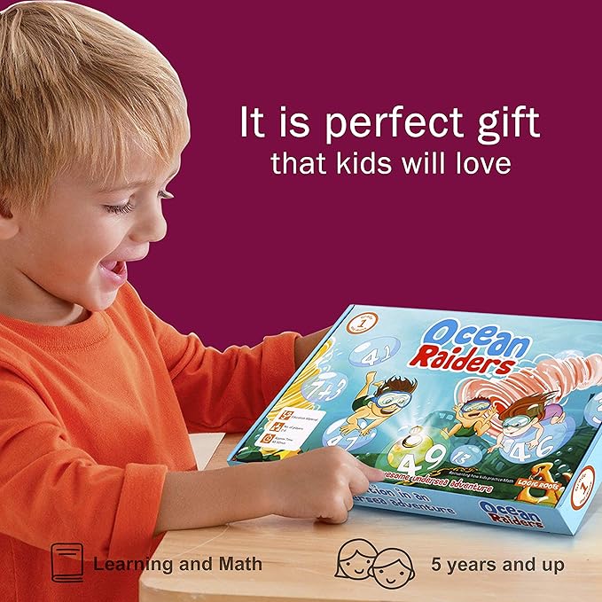 Ocean Raiders Number Sequencing & Addition Game - Fun Math Board Game and STEM Toy for 5-7 Year Olds, Perfect Educational Gift for Kids (Boys & Girls), Home Schoolers, Kindergarten & Up
