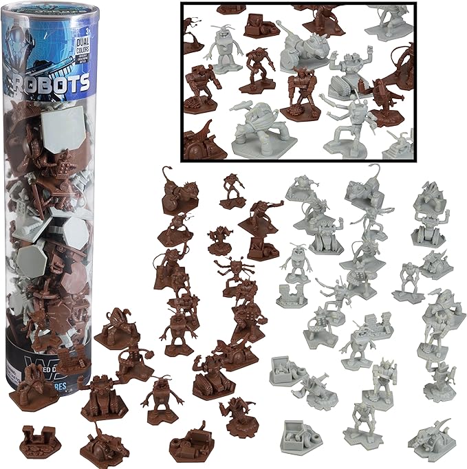 Robot Fantasy Sci-fi Action Figures- Includes 52 Futuristic Space Battle Toys w 14 Unique Characters- Great for Role Playing Games, Shadowrun & More, Great Gift Set for Collectors & Sci-fi Lovers