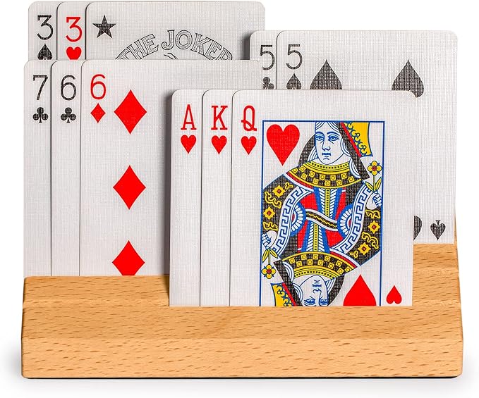 Yellow Mountain Imports Standard-Size Solid Beechwood Playing Card Holders/Racks - Set of 2 Card Organizers