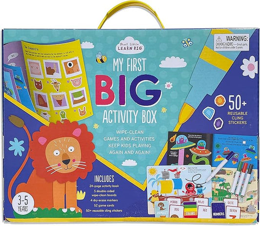 Parragon My First Big Activity Box for Kids Ages 3-5: Wipe Clean Boards, Activity Book, Game Cards, Reusable Stickers & Dry Erase Markers - Mazes, Search & Find, Games, & More!