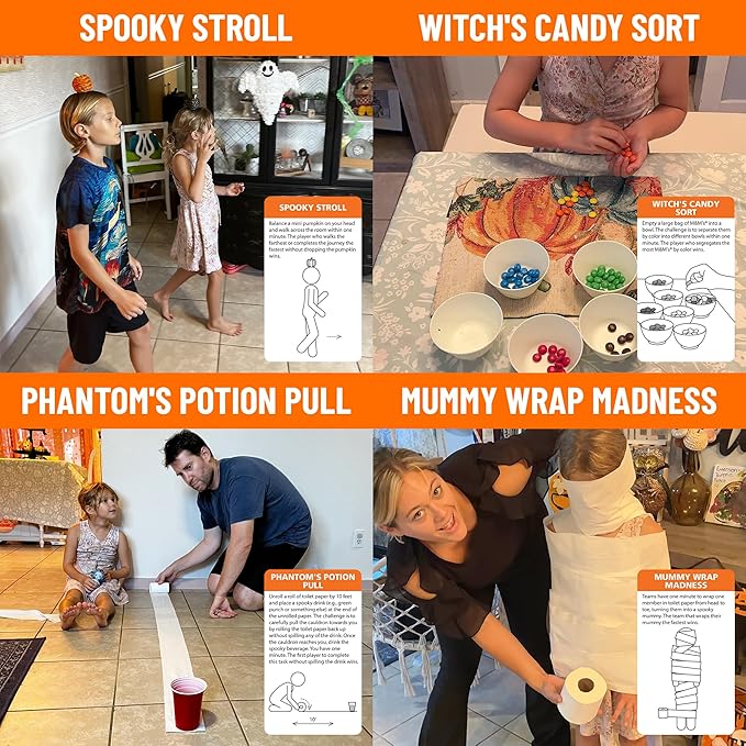 Funwares Minute of Fun Game - Minute to Win It Games for Kids, Adults, Teens, Families, Game Night, Gift for Home, Birthdays, or Travel. 2-12 Players! Halloween Edition - 100 Challenges