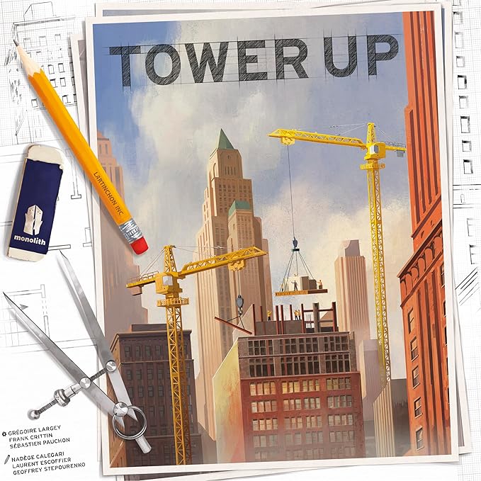 Monolith Board Games: Tower Up - City Building Board Game, Competitive Strategy, Urban Construction Plannning, Family, Ages 8+, 2-4 Players, 30 Min