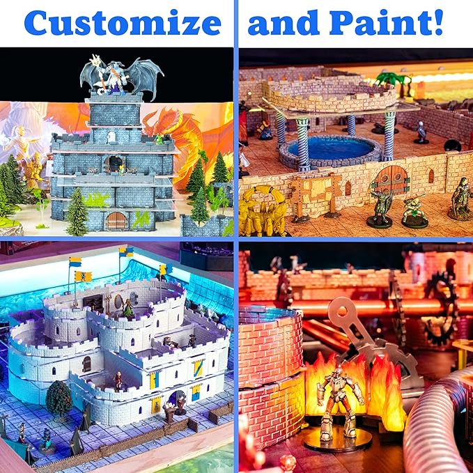 Modular Castle System: Tabletop & RPG Terrain Game Set for Dungeons & Dragons, Pathfinder, Castles & Crusades, 13th Age, Runequest, Asunder, Zombicide, and More! - Wizard Set (400+ Pieces)
