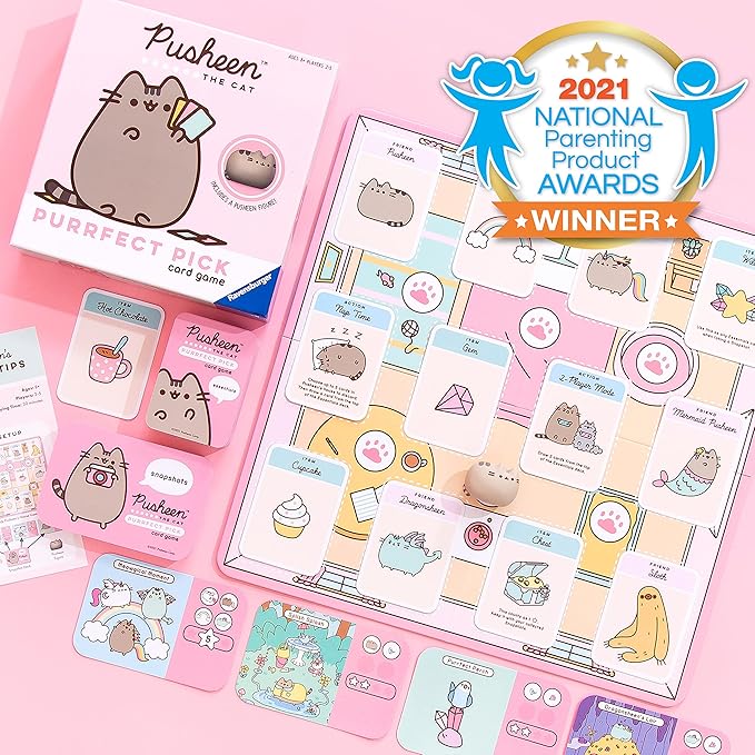 Ravensburger Pusheen Purrfect Pick Game - Fun Family Activity | Ideal for Cat Lovers and Pusheen Fans | Engaging Gameplay | Suitable for Ages 8 and Up | Pink Edition