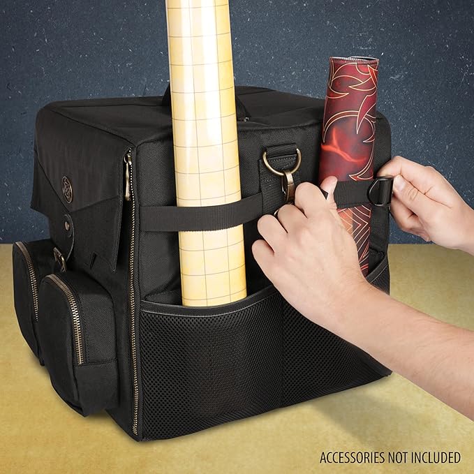 ENHANCE Board Game Shoulder Bag - Reinforced Board Game Storage with Padded Shoulder Strap and Accessories Pockets for Dice, Cards, More - Carrier Protects Tabletop Adventures