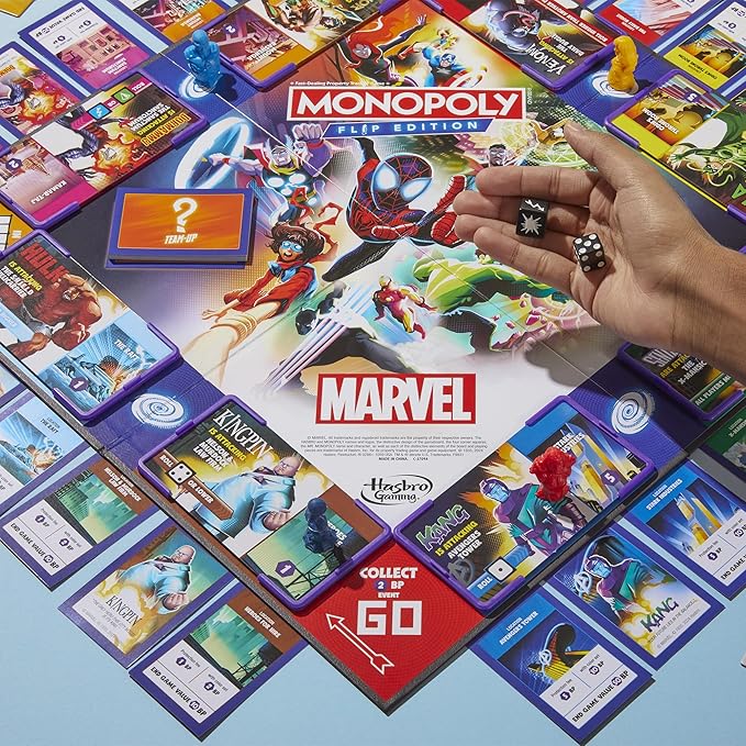 Monopoly Flip Edition: Marvel Board Game | Ages 8 and Up | 2 to 4 Players | Family Board Games for Kids, Teens, and Adults