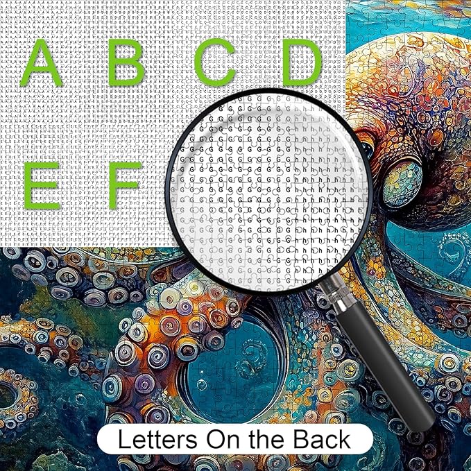 1000 Piece Puzzle for Adults - Deep Blue Octopus Jigsaw Puzzle, Intricate Underwater Art, Adult Challenge, Includes Poster & Storage Box