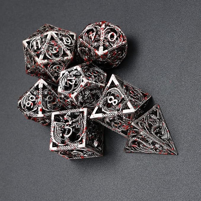 AncientDeer 7pcs Metal Polyhedral Dice Set - Hollow Pure Copper D&D Dice, Used for Dungeon and Dragons, Role-play RPG Games