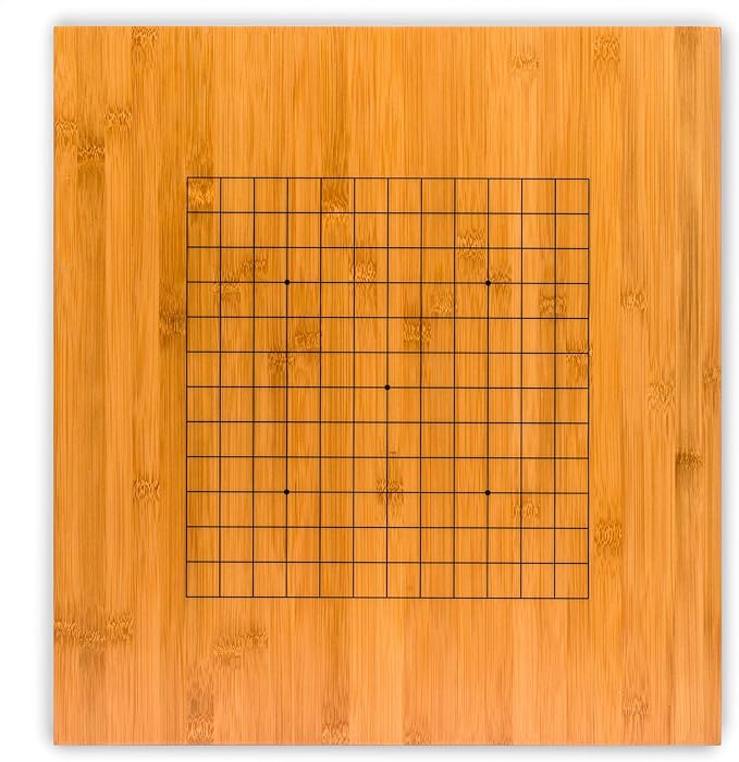 Yellow Mountain Imports Bamboo 0.8-Inch Reversible 19x19 / 13x13 Go Game Set Board with Single Convex Melamine Stones and Bamboo Wood Bowls Set - Classic Strategy Board Game (Baduk/Weiqi)