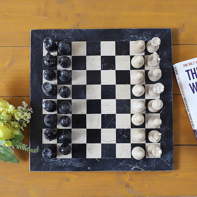 Handmade Marble Chess Set - Black & Verona (12 x 12 Inches) - Chess Sets for Adults - Premium Quality Chess Boards - Fancy Chess Boards