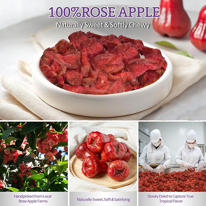 Vinamit Soft Dried Rose-Apple | Dried Prunes 3.5 oz Bag | Tropical Fruit Snack | Vegan, Gluten-Free | High in Fiber, No GMO, Ideal for Healthy Snacking