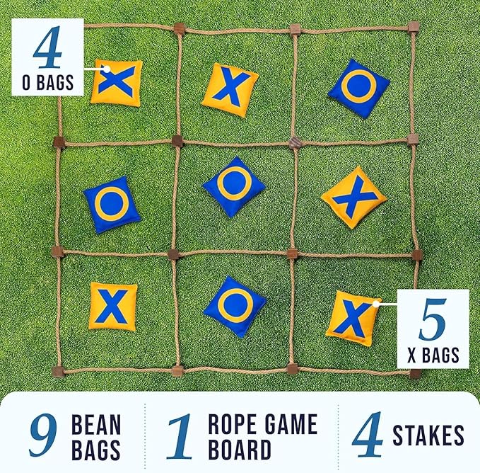 Maplefield Giant Tic Tac Toe Game – Heavier Quality Bean Bag – Outdoor Lawn Activities for Family Picnics, Camping, Parties, and Backyard Fun