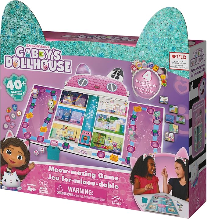 Spin Master Games, Gabby’s Dollhouse, Meow-Mazing Board Game, Board Game for Kids, Family Games, Preschool Game for Families & Kids Ages 4+