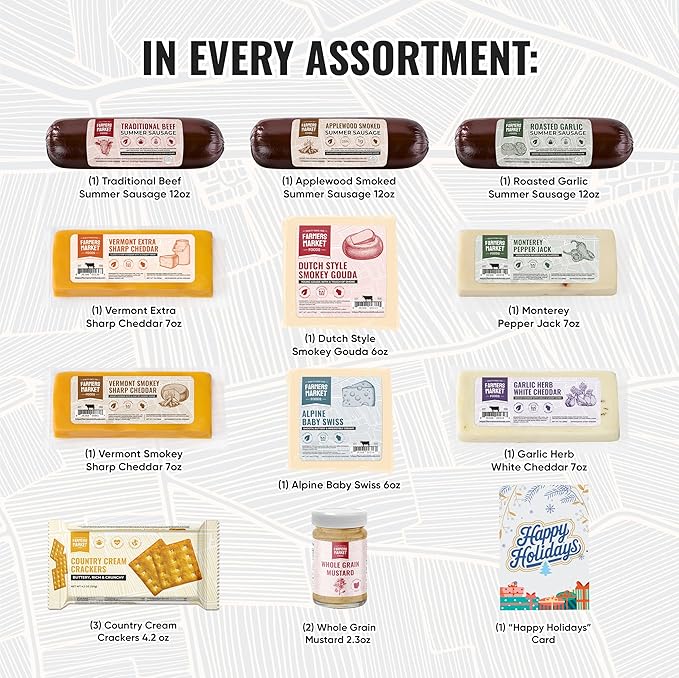 Holiday Charcuterie Gift Box, Wisconsin Cheese and Sausage, Farmers Market, Holiday Gift Basket, Heritage Collection