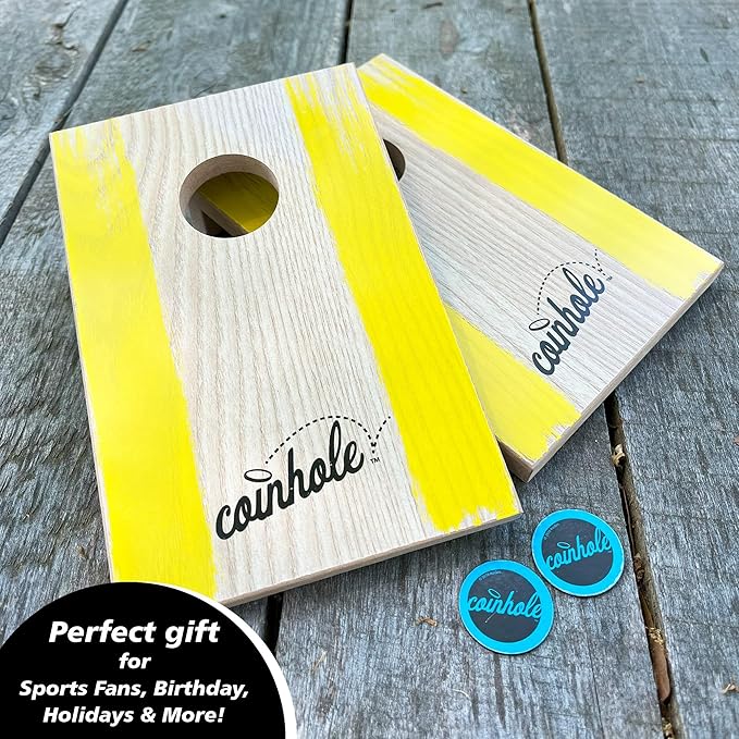 Tabletop Coin Bouncing Party Game | Desktop Cornhole Game Set | 2+ Players, All Ages