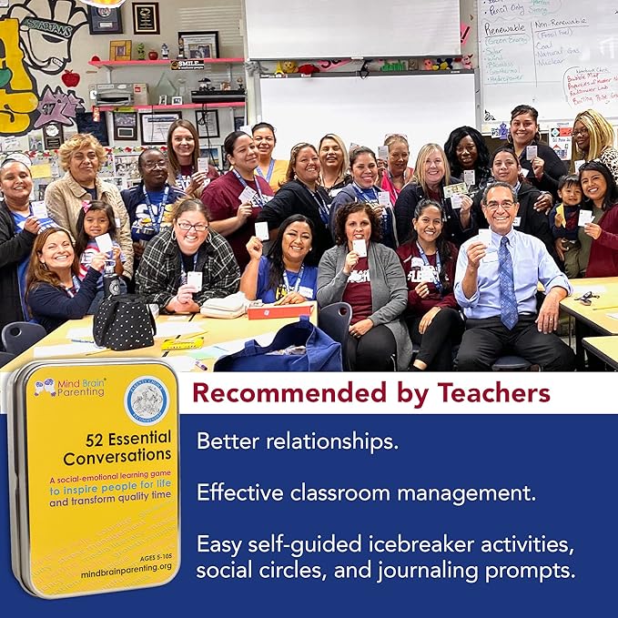 Mind Brain Emotion 52 Essential Conversations for Home, Therapy, Speech, School Classroom - Conversation Cards for Kids, Family, Teacher & Counselor to Build Growth Mindset & Communication Skills