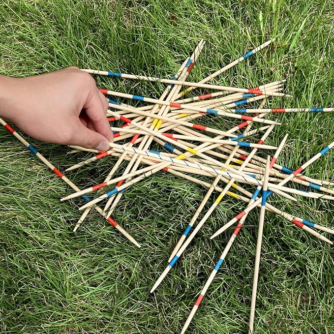 41 Piece 12 Inch Bamboo Pick Up Sticks Game Classic Table Game Fun Family Board Game Gift for Adults and Kids